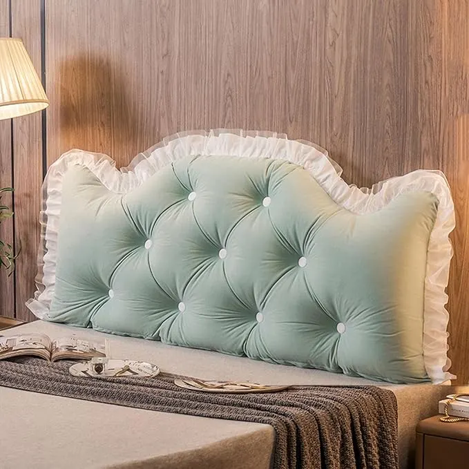 Luxury Tufted Bed Backrest Cushion with Soft Ruffle Border