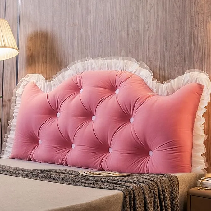 Luxury Tufted Bed Backrest Cushion with Soft Ruffle Border