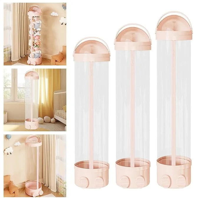 Tall Transparent Toy & Plush Storage Organizer with Rolling Base