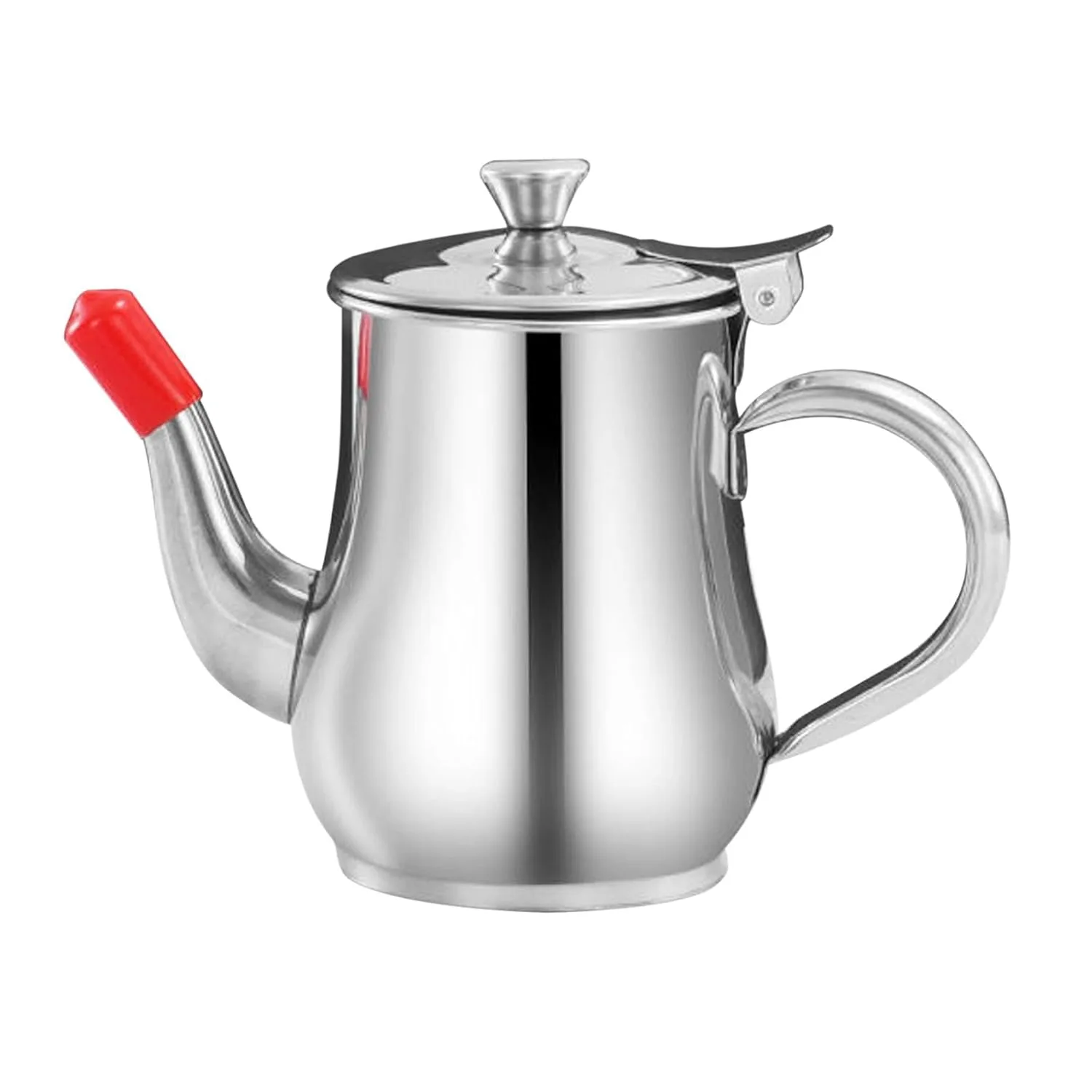 Stainless Steel Oil & Ghee Pouring Pot with Long Spout and Lid